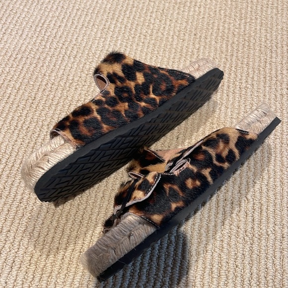 Manebi Birkenstock style leopard espadrille sandal with buckles size 10 - Picture 2 of 5